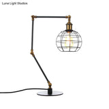 Wire Guard Coffee Shop Table Lamp - Metal 1 Head Light With Global Shade Black/Brass Finish