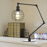 Wire Guard Coffee Shop Table Lamp - Metal 1 Head Light With Global Shade Black/Brass Finish Black /