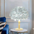 Wood Baluster Nightstand Lamp With Feather Dome Shade Grey/White Grey