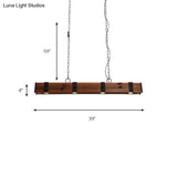 Wood Beam Down Light Kitchen Island Lighting - Lodge Style With 4 Lights And Chain Black Finish