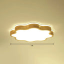Wood Led Floral Flush Mount Ceiling Light For Bedroom / 14 Natural