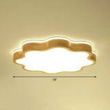 Wood Led Floral Flush Mount Ceiling Light For Bedroom / 18 Natural