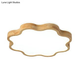 Wood Led Floral Flush Mount Ceiling Light For Bedroom