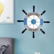 Wood Rudder Design Acrylic Led Wall Sconce - Round Flush Mount With Blue Warm/White Light / White