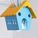 Wooden Balloon Cartoon Chandelier - Colorful 7-Head Pendant Light In Blue For Kids Room