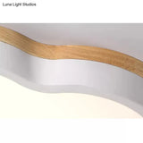 Wooden Ceiling Light With Floral Shade - Flush Mount For Kids Bedroom