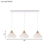 Wooden Cone Pendant Light With 3 Cream Glass Bulbs For Multiple Hanging - Simplistic Ceiling Fixture