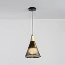 Wooden Cone Pendant Light With Modern Hollow Design - Perfect For Restaurant Decor Black / 1