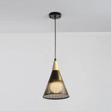 Wooden Cone Pendant Light With Modern Hollow Design - Perfect For Restaurant Decor Black / 1