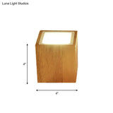 Wooden Mini Corridor Ceiling Lamp Nordic Flush Mount Lighting - Round/Square Led Beige 4’/6’/8’H