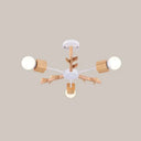Wooden Nordic Beige Led Semi Flush Mount Ceiling Light For Bedroom 3 / Wood