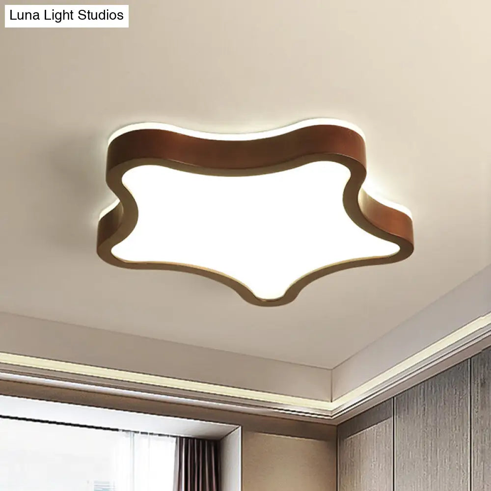 Wooden Nordic Flush Mount Spotlight For Childrens Bedroom - Star Light
