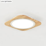 Wooden Nordic Style Child Bedroom Ceiling Lamp In Beige
