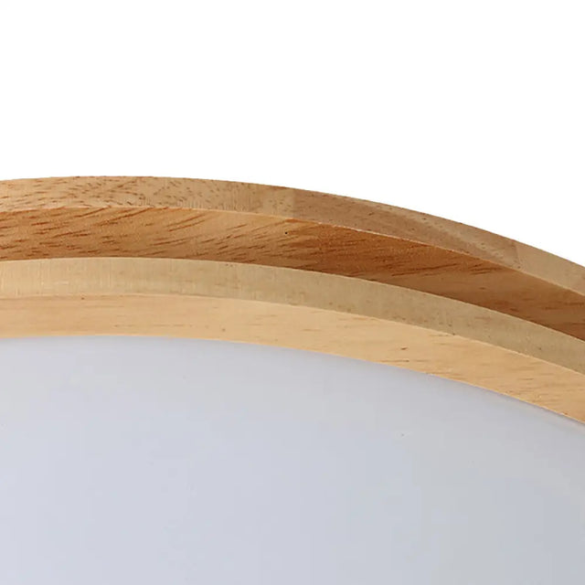 Wooden Round Flush Ceiling Lamp: 16/19.5 Wide Acrylic Simple Style Light For Dining Room