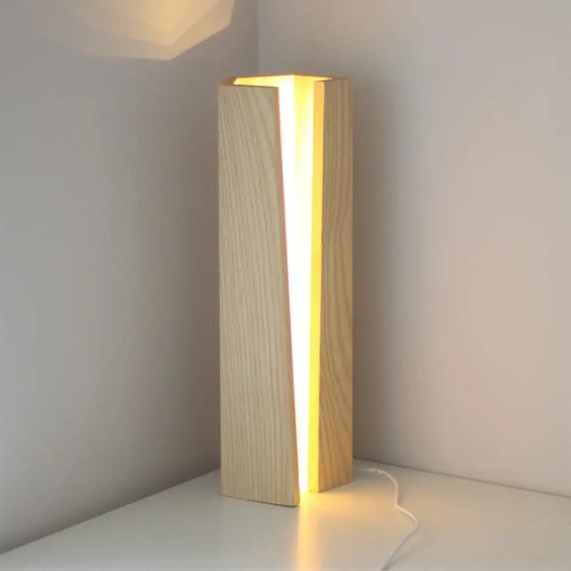 Wooden Table Lamp - Simplicity Design Led Beige Light 5/6 Length Bedroom Nightstand