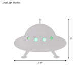 Wooden Ufo Kids Led Wall Light With Remote - White Sconce For Child Bedside