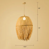 Woven Bamboo Pendant Light - Modern Single Wood Hanging Ceiling Fixture For Restaurants / B