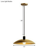 Wrought Iron Brass Pendant Light 10’/12’ Wide Dome Ceiling Fixture For Restaurants