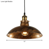Wrought Iron Dome Industrial Ceiling Fixture Pendant Lighting - 12’/14’ Diameter 1 Light