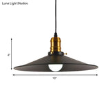 Wrought Iron Industrial Pendant Light - 8.5’/10’ Saucer Shape Black 1-Light For Living Room