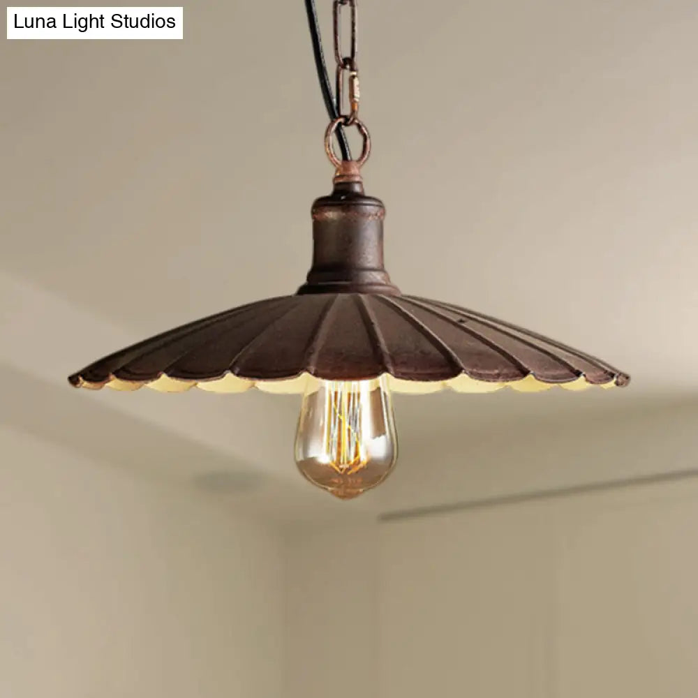 Wrought Iron Rust Suspension Light - Antique Style Pendant Ceiling For Restaurant 1 10’/12’/14’ Dia
