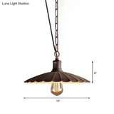 Wrought Iron Rust Suspension Light - Antique Style Pendant Ceiling For Restaurant 1 10’/12’/14’ Dia