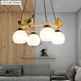 Yellow Bird Globe Chandelier: Modern Design Glass Shade For Living Room Lighting