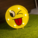 Yellow Emoji Led Nightstand Lamp For Bedroom Decor / Battery A