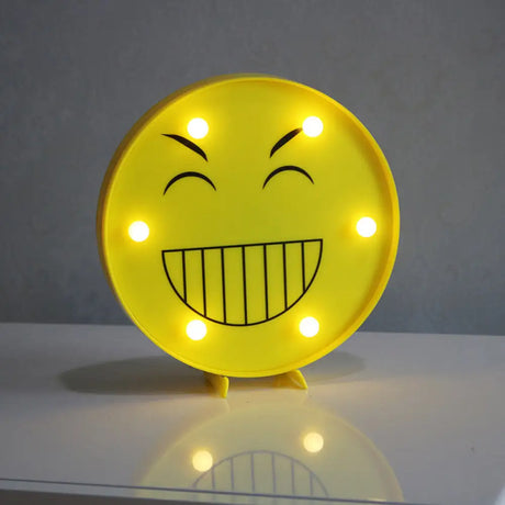 Yellow Emoji Led Nightstand Lamp For Bedroom Decor / Battery H
