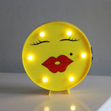 Yellow Emoji Led Nightstand Lamp For Bedroom Decor / Battery P