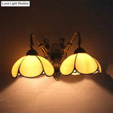 Yellow Glass Sconce Light Fixture With Petal Design - Perfect For Bedroom Lighting