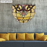 Yellow Glass Victorian Wall Sconce With Bowl Shade - Elegant Bedroom Lighting