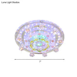 Yellow Led Flush Mount Ceiling Lamp With Crystal Flower Design For Modern Entrances