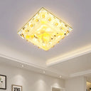 Yellow Led Heart Crystal Flushmount Ceiling Light With Floral Deco - Warm/White / Warm