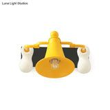 Yellow Metal Bell Man Shape Wall Lighting Cartoon Sconce Lamp For Bedside