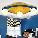 Yellow Metal Designer Ufo Flush Mount Ceiling Light For Living Room