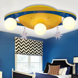 Yellow Metal Designer Ufo Flush Mount Ceiling Light For Living Room