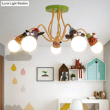 Yellow Octopus Cartoon Metal Ceiling Light With Animal Socket