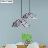 Yellow/White Macaron Domed Pendant Lamp: Modern Metallic Hanging Ceiling Light For Living Room