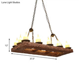 Yellow Wood Island Pendant Light With 14 Bulbs - Warehouse Style