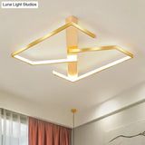 Z - Like Ceiling Mounted Led Flush Mount In Gold - Simplicity Metal Bedroom Light Fixture
