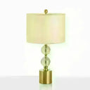 Zaniah - 1-Head 1 Head Night Lamp Classic Bedroom Crystal Nightstand Light With Round Fabric Shade