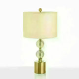 Zaniah - 1-Head 1 Head Night Lamp Classic Bedroom Crystal Nightstand Light With Round Fabric Shade