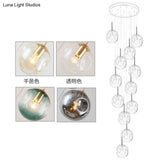 Zephyr - Handblown Glass Ball Multi Light Pendant Modern Cognac Hanging Lighting For Staircase